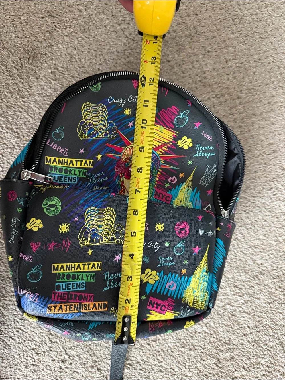 Titan Black Backpack with Neon Multicolor NYC Graffiti Print